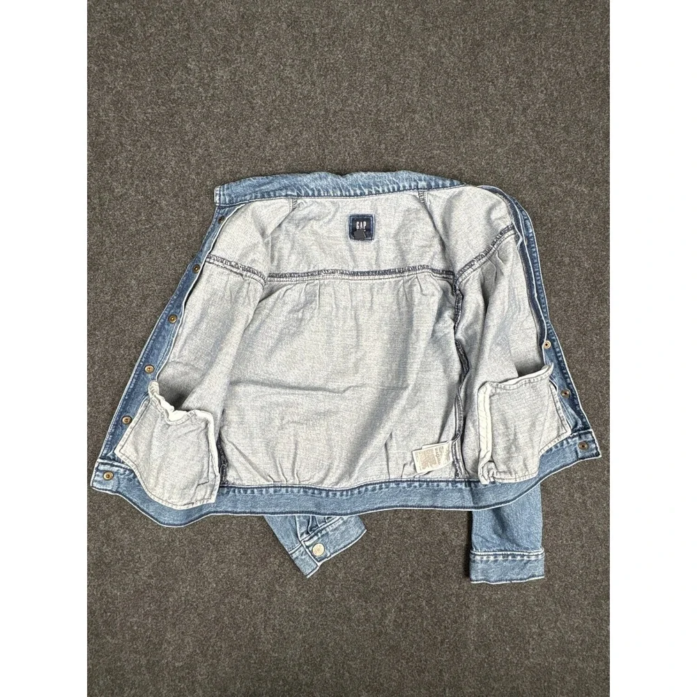 Gap Denim For Good Girls XXL Light Wash Blue Puff Sleeve Jean Trucker Jacket